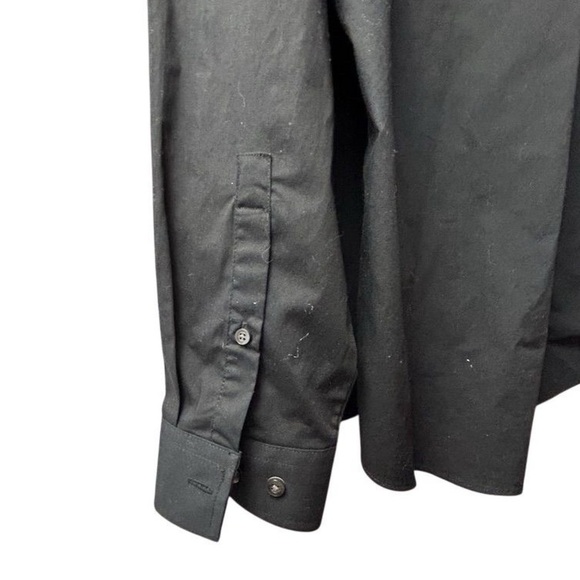 J.Ferrar Men's Stretch Black Dress Shirt Size M Long Sleeve Formal - Picture 4 of 10